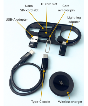 HKUST 7 in 1 Multifunctional Charging Set with PU Leather Sleeve